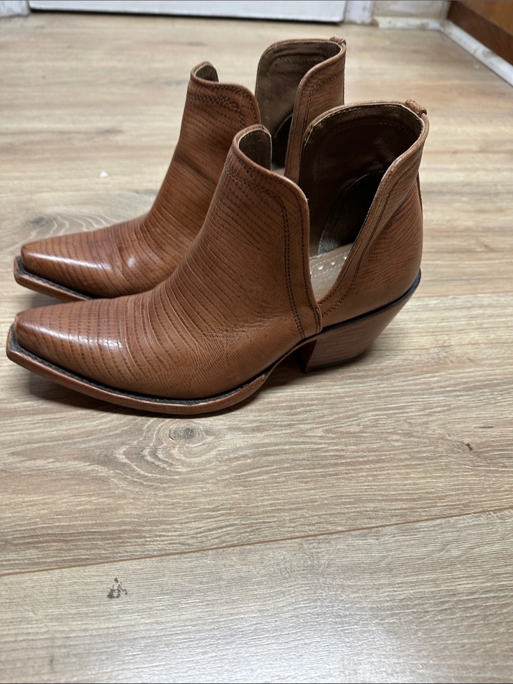 Ariat Cognac Brown Pointed Western Ankle Boots